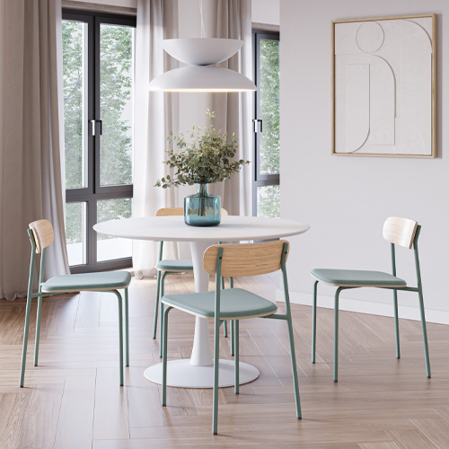 Lot de 2 chaises en tissu aigue-marine et effet bois - Svala