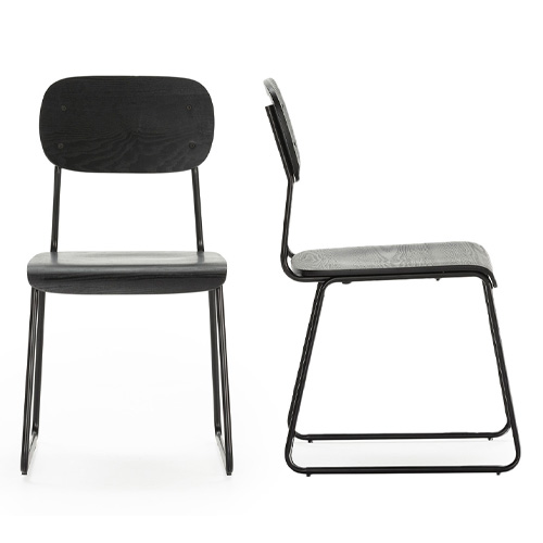 Lot de 2 chaises effet bois noir - Eken
