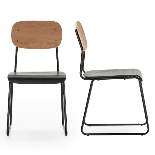Lot de 2 chaises effet bois noir - Eken