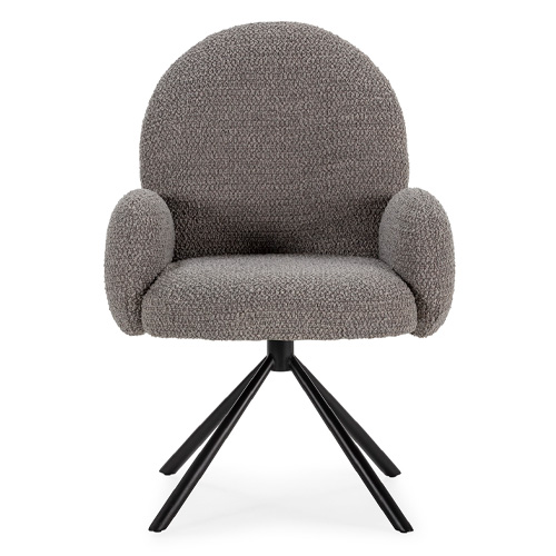 Fauteuil de table pivotant en tissu bouclé gris clair - Opaline