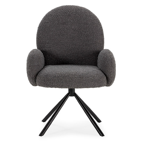 Fauteuil de table pivotant en tissu bouclé gris foncé - Opaline