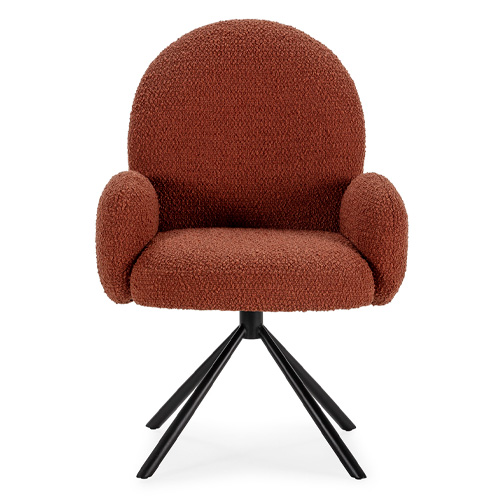 Fauteuil de table pivotant en tissu bouclé rouille - Opaline