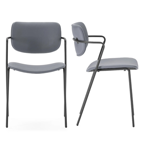 Lot de 2 chaises en simili cuir gris foncé - Skandi