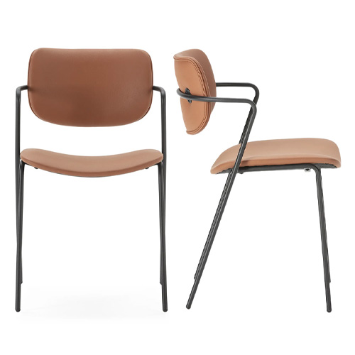 Lot de 2 chaises en simili cuir rouille - Skandi