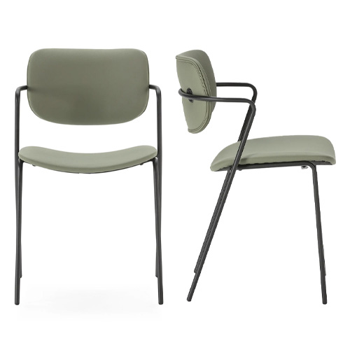 Lot de 2 chaises simili cuir vert olive - Skandi