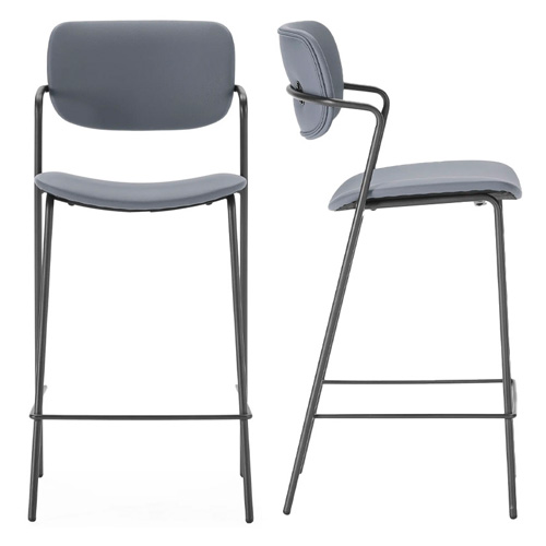 Lot de 2 tabourets de bar en simili cuir gris foncé - Skandi