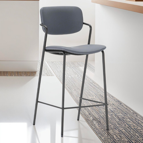 Lot de 2 tabourets de bar en simili cuir gris foncé - Skandi