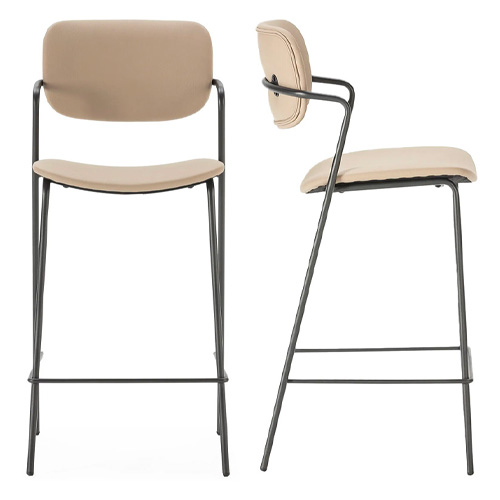 Lot de 2 tabourets de bar en simili cuir taupe - Skandi