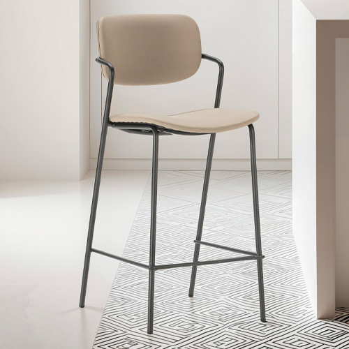 Lot de 2 tabourets de bar en simili cuir taupe - Skandi