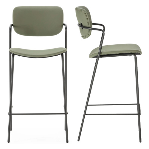 Lot de 2 tabourets de bar en simili cuir vert olive - Skandi