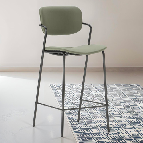 Lot de 2 tabourets de bar en simili cuir vert olive - Skandi