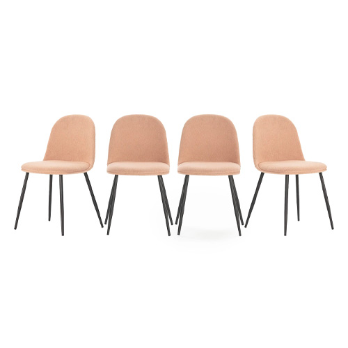 Lot de 4 chaises en tissu rose pâle - Haven