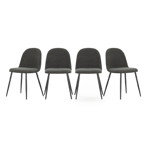 Lot de 4 chaises en tissu gris foncé - Haven