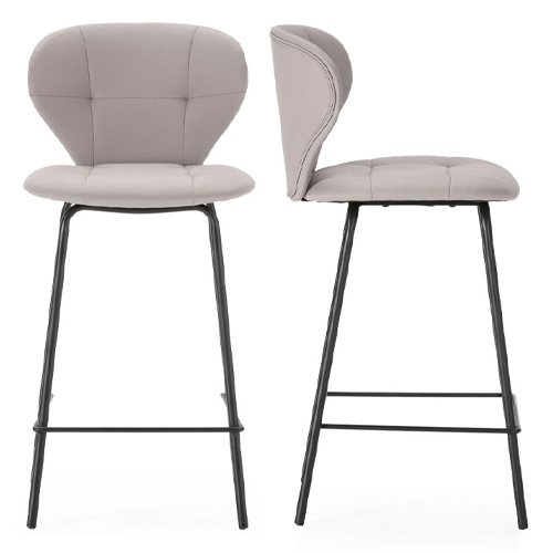 Lot de 2 tabourets de bar en tissu beige - Svea