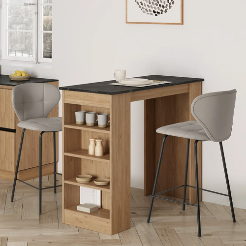 Lot de 2 tabourets de bar en tissu beige - Svea