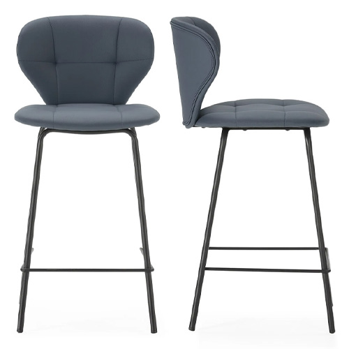 Lot de 2 tabourets de bar en tissu gris foncé - Svea