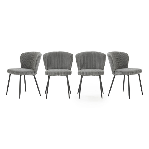 Lot de 4 chaises en velours côtelé gris - Klara