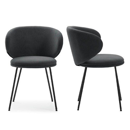 Lot de 2 chaises en tissu gris foncé - Cocoon