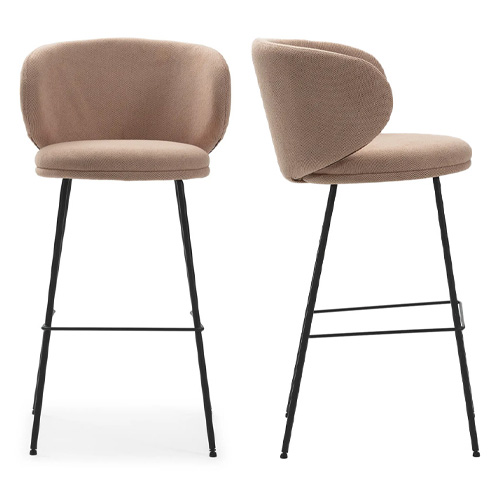 Lot de 2 tabourets de bar en tissu rose pâle - Cocoon