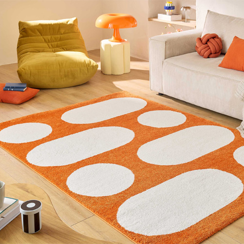 Tapis rétro années 70 orange 160x230 cm - Almafi