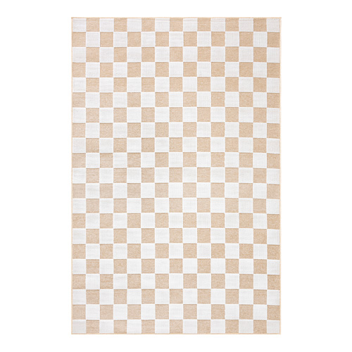Tapis aspect jute bordure damier beige 80x150 cm - Isla