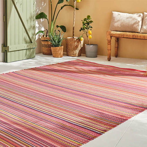 Tapis d’extérieur rayures dégradées rose 120x160 cm - Astrid