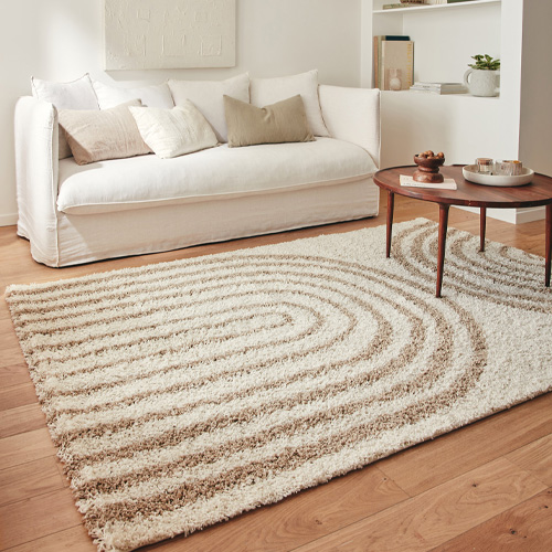 Tapis shaggy motif arc beige 120x160 cm - Calypso