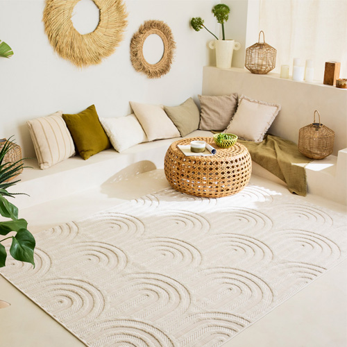 Tapis motif arc de cercle blanc 160x230 cm - Nivara