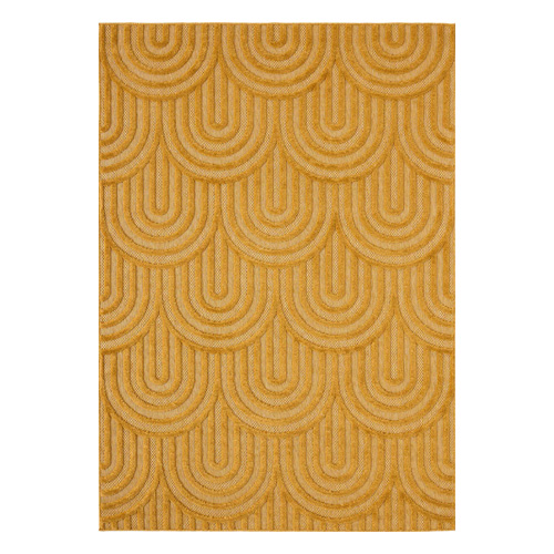 Tapis motif arc de cercle jaune 200x290 cm - Nivara