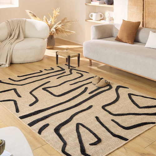 Tapis minimaliste jute blanc 200x290 cm - Noah