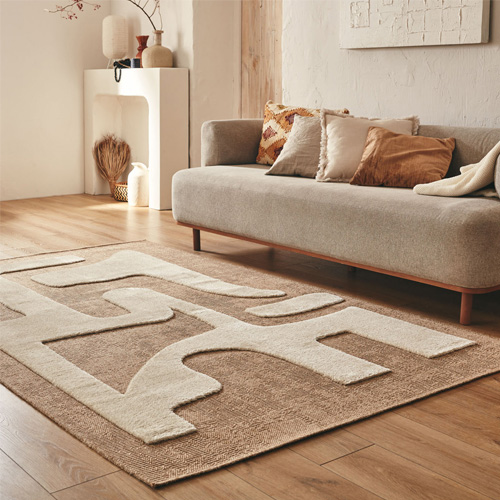 Tapis abstrait minimaliste blanc 80x150 cm - Fallon
