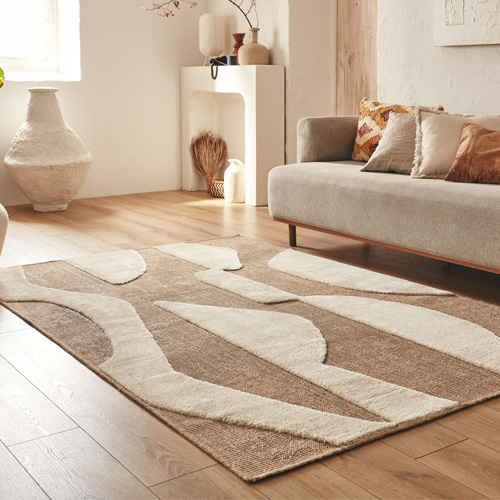 Tapis géométrique abstrait blanc 200x290 cm - Briar