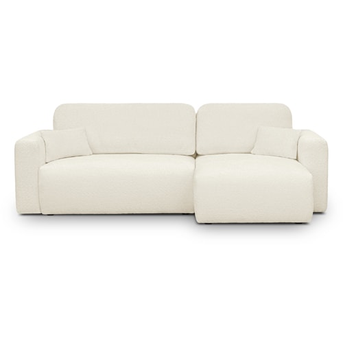 Canapé d'angle réversible convertible 4 places avec coffre de rangement en tissu bouclé beige - Davis