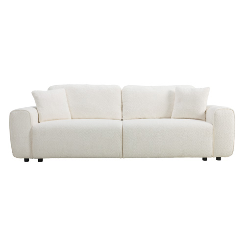 Canapé convertible 3 places en tissu bouclé beige - Grazia