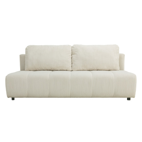 Canapé convertible 3 places en velours côtelé beige - Sacha