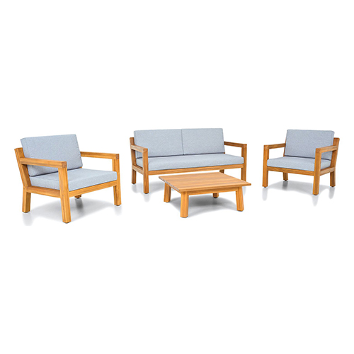 Salon de jardin 4 places en bois FSC - Canapé 2 pl., 2 fauteuils et table basse - Palau