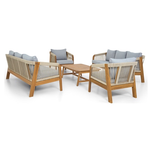 Salon de jardin 8 places en bois FSC - 2 Canapés 3 pl. , 2 fauteuils et table basse - Symi