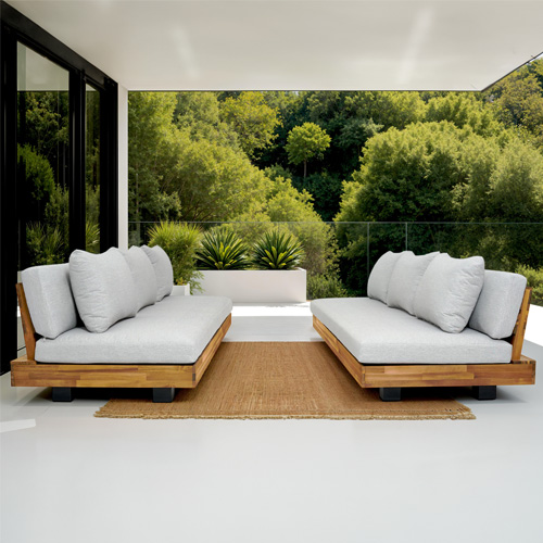 Salon de jardin 6 places en bois FSC - 2 Canapés 3 pl. - Capri