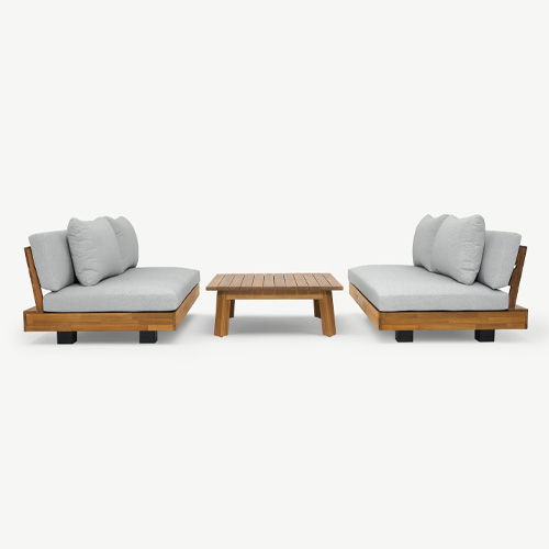 Salon de jardin 4 places en bois FSC - 2 Canapés 2 pl. et table basse - Capri