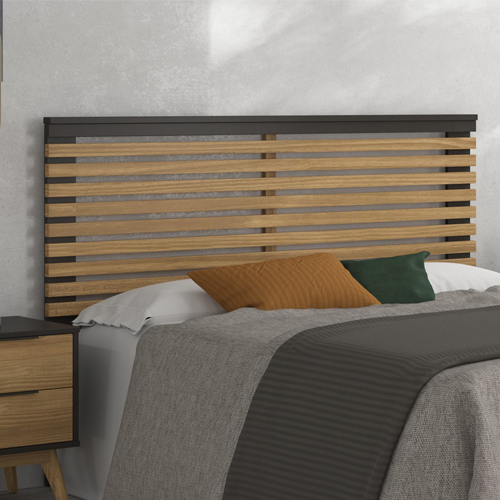 Tête de lit adulte en lattes de bois clair / bois foncé 140 cm - Timeo