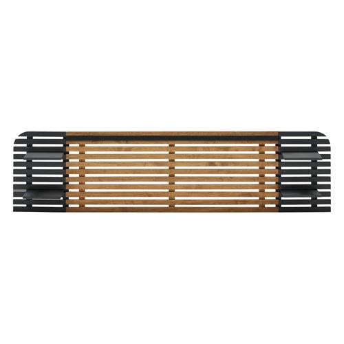 Tête de lit adulte en lattes de bois clair / noir avec chevets intégrés 240 cm - Scala