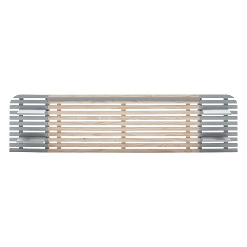 Tête de lit adulte en lattes de bois blanchi / gris 240 cm avec chevets intégrés - Scala