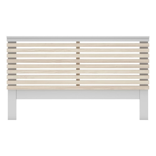 Tête de lit adulte en lattes de bois clair / blanc 160 cm - Lucy