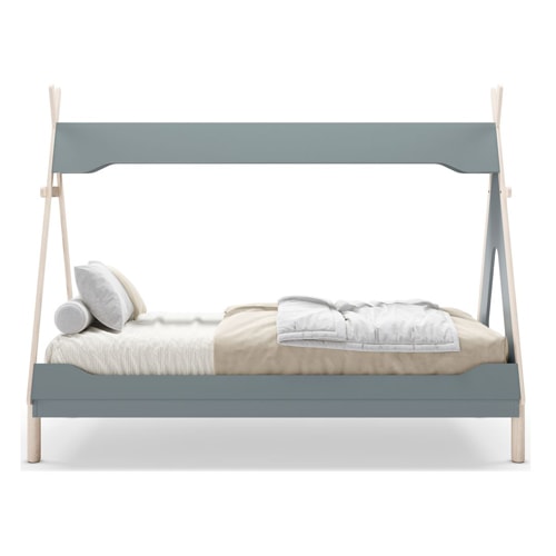 Lit tipi enfant 90x190 cm en bois vert kaki - Totem
