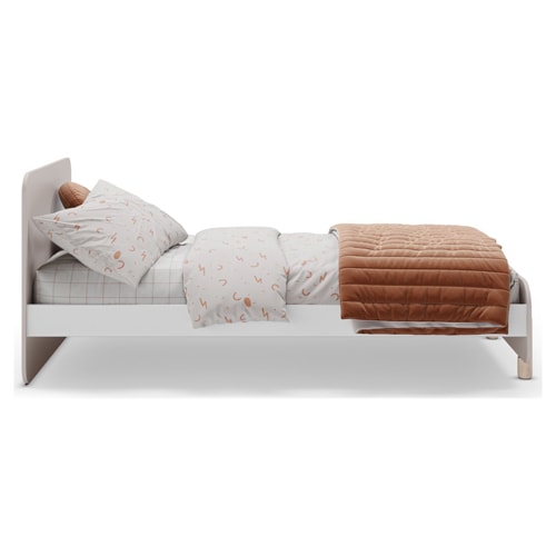 Lit enfant 90x190 cm avec tête de lit en bois beige - Totem