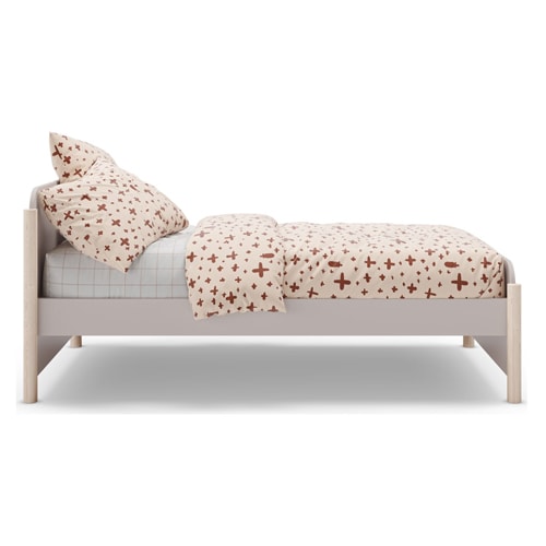 Lit enfant 90x190 cm avec tête de lit en bois beige - Bastien