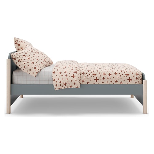 Lit enfant 90x190 cm avec tête de lit en bois vert kaki - Bastien