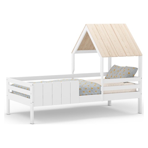 Lit cabane enfant 90x190 cm en bois blanc - Eloan