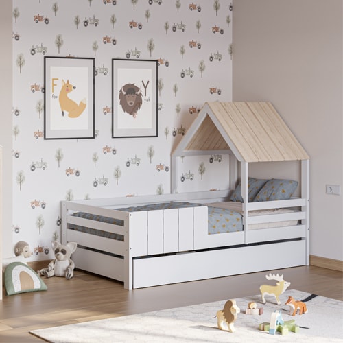 Tiroir pour lit cabane 90x190 cm en bois blanc - Eloan