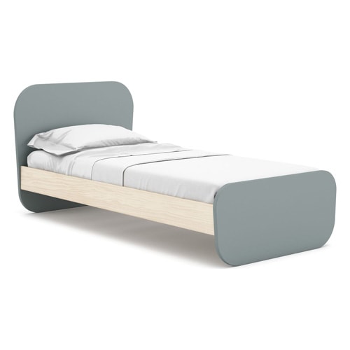 Lit enfant 90x190 cm avec tête de lit en bois vert kaki - Elise